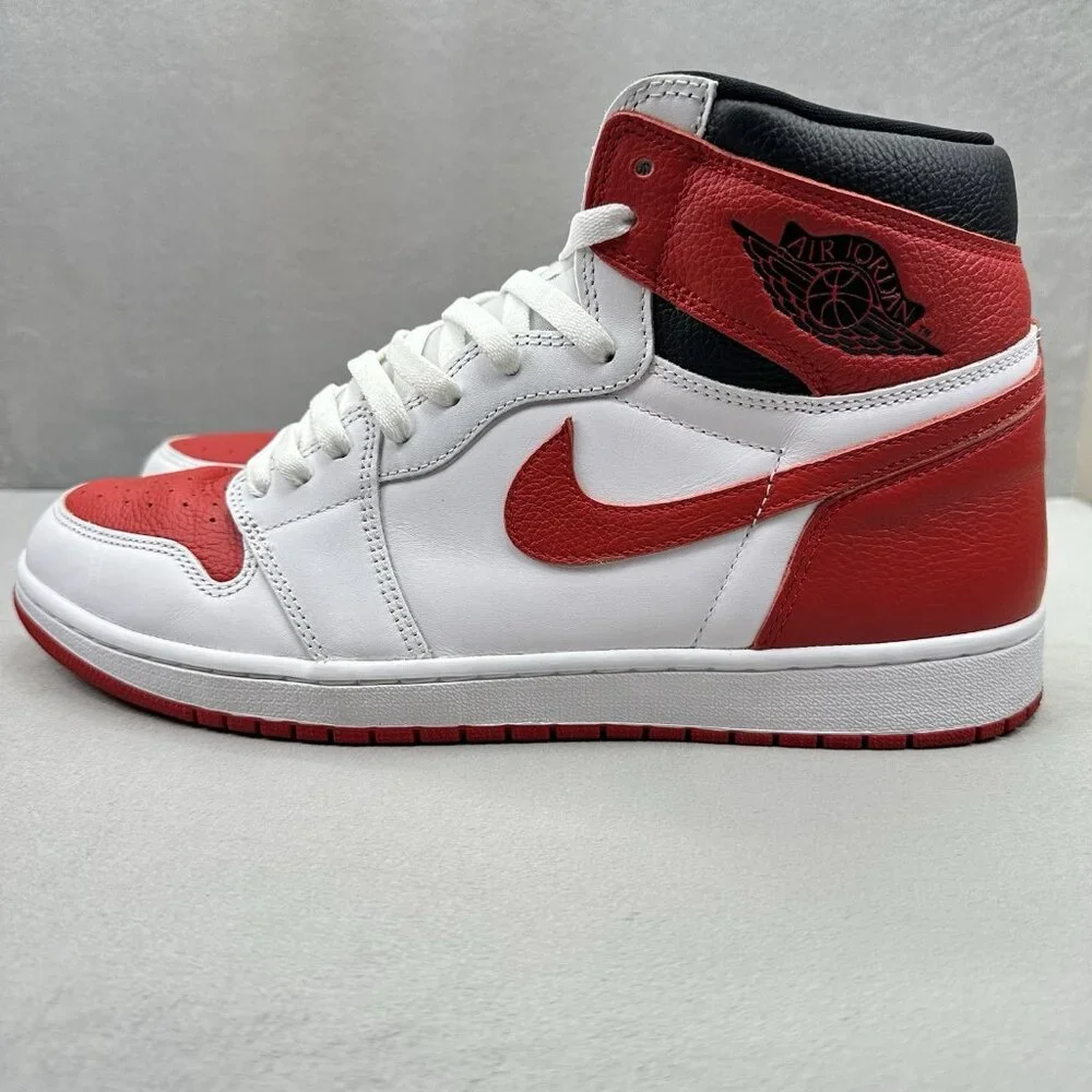 Mens Size 14 Nike Air Jordan 1 Retro High OG Heritage Shoes‎ White Red Sneakers